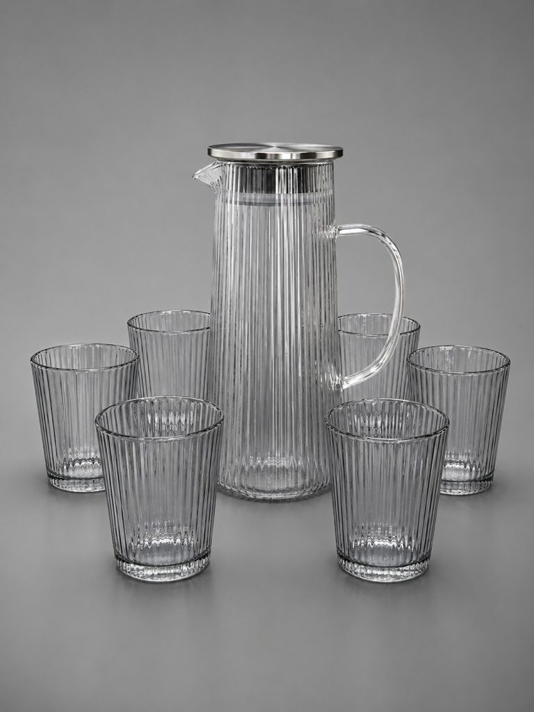 Set de boisson transparent gris - 7 pcs