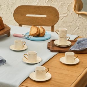 Ivory Set de tasses à café pour 6 personnes 80 ml