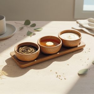 Ensemble d’apéritif en bois d’acacia : 4 pièces -LUMA- 20×7 cm